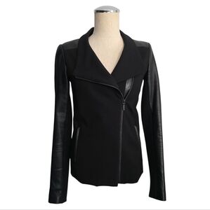 Danier Women's Black Leather Moto Jacket Size 3XS